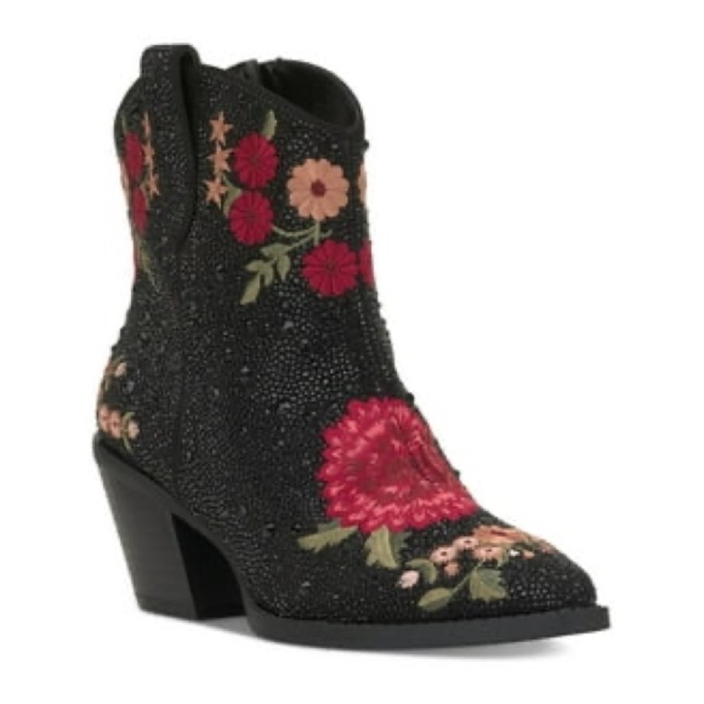 INC International Concepts Black Embellished Ankle cowboy Boots Sz 6.5